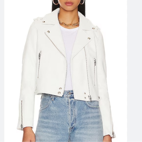 NWT - Blank NYC Faux Leather Moto Jacket - size Small - ice breaker (white) - Picture 5 of 10